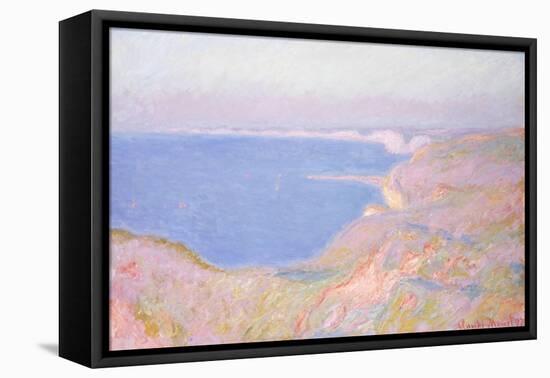 On the Cliffs Near Dieppe, Sunset-Claude Monet-Framed Stretched Canvas