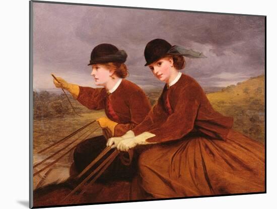 On the Downs - Two Ladies Riding Side-Saddle-James Hayllar-Mounted Giclee Print