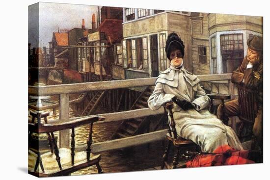 On The Ferry Waiting No.1-James Tissot-Stretched Canvas