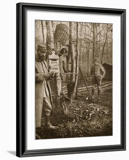 On the French Lorraine Front: a Poilu's Camp Letter-Box and Buzzard Mascots-English Photographer-Framed Giclee Print