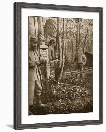 On the French Lorraine Front: a Poilu's Camp Letter-Box and Buzzard Mascots-English Photographer-Framed Giclee Print