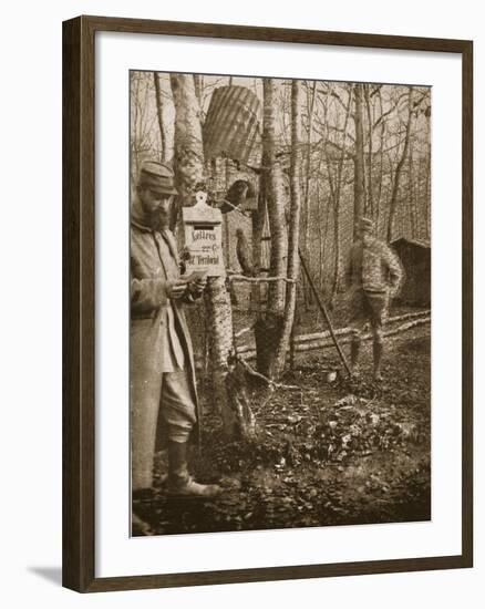 On the French Lorraine Front: a Poilu's Camp Letter-Box and Buzzard Mascots-English Photographer-Framed Giclee Print