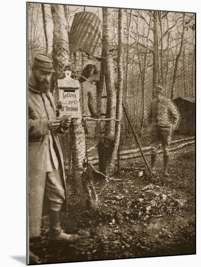 On the French Lorraine Front: a Poilu's Camp Letter-Box and Buzzard Mascots-English Photographer-Mounted Giclee Print