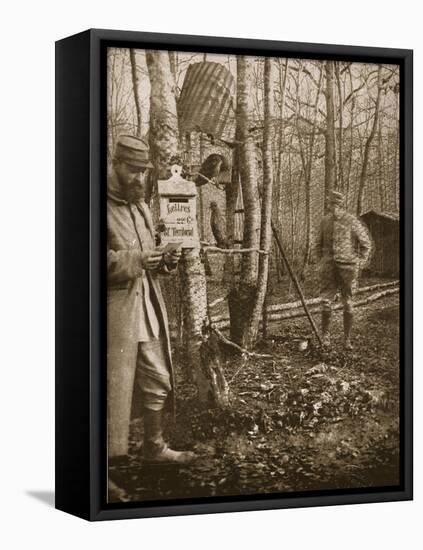 On the French Lorraine Front: a Poilu's Camp Letter-Box and Buzzard Mascots-English Photographer-Framed Stretched Canvas