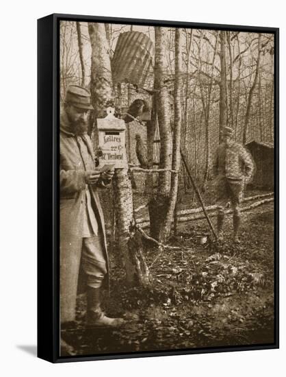 On the French Lorraine Front: a Poilu's Camp Letter-Box and Buzzard Mascots-English Photographer-Framed Stretched Canvas