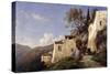 On the Genoa Road, near Nice, 1842 (Oil on Canvas)-Francois Antoine Leon Fleury-Stretched Canvas
