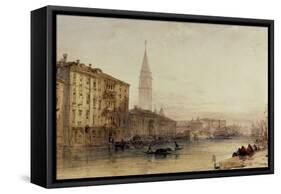 On the Grand Canal, Venice - An Evening View-William Callow-Framed Stretched Canvas