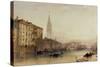 On the Grand Canal, Venice - An Evening View-William Callow-Stretched Canvas