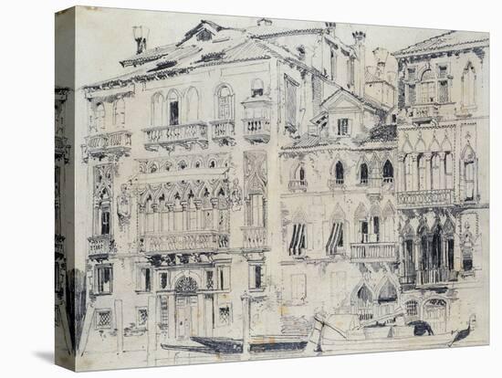 On the Grand Canal, Venice, Italy. Pencil, c.1826-Richard Parkes Bonington-Stretched Canvas