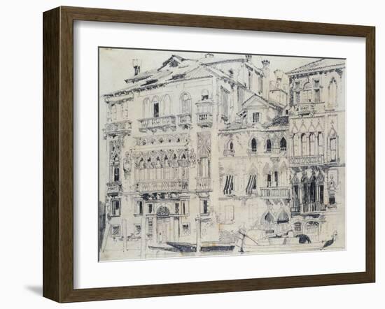 On the Grand Canal, Venice, Italy. Pencil, c.1826-Richard Parkes Bonington-Framed Giclee Print