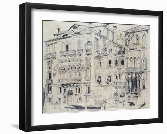 On the Grand Canal, Venice, Italy. Pencil, c.1826-Richard Parkes Bonington-Framed Giclee Print