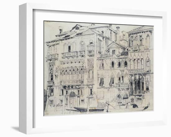 On the Grand Canal, Venice, Italy. Pencil, c.1826-Richard Parkes Bonington-Framed Giclee Print