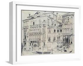 On the Grand Canal, Venice, Italy. Pencil, c.1826-Richard Parkes Bonington-Framed Giclee Print