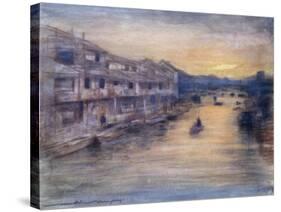 On the Great Canal, Osaka-Mortimer Ludington Menpes-Stretched Canvas