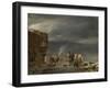 On the Ice Near a Town-Nicolaes Pietersz. Berchem-Framed Art Print