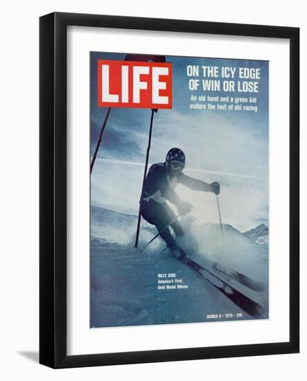 On the Icy Edge of Win or Lose, Billy Kidd, America's First Gold Medal Winner, March 6, 1970-George Silk-Framed Photographic Print