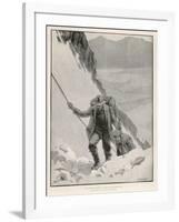 On the Klondike Trail, Gold Prospectors at the Summit of the Notorious Chilkoot Pass-Julius M. Price-Framed Art Print