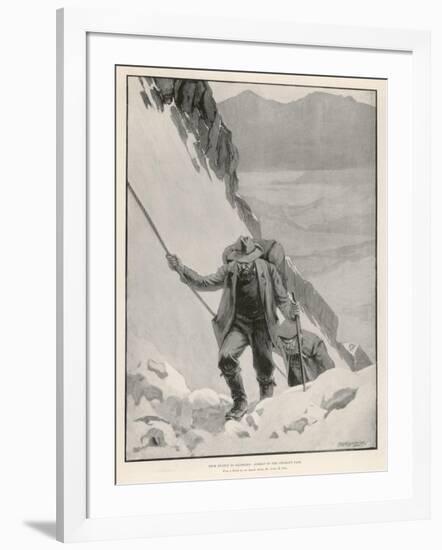 On the Klondike Trail, Gold Prospectors at the Summit of the Notorious Chilkoot Pass-Julius M. Price-Framed Art Print