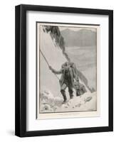 On the Klondike Trail, Gold Prospectors at the Summit of the Notorious Chilkoot Pass-Julius M. Price-Framed Art Print