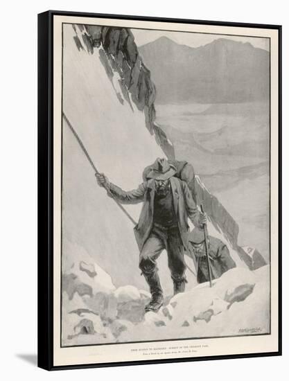 On the Klondike Trail, Gold Prospectors at the Summit of the Notorious Chilkoot Pass-Julius M. Price-Framed Stretched Canvas