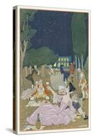 On the Lawn, Illustration for 'Fetes Galantes' by Paul Verlaine (1844-96) 1923 (Pochoir Print)-Georges Barbier-Stretched Canvas