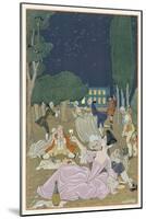 On the Lawn, Illustration for 'Fetes Galantes' by Paul Verlaine (1844-96) 1923 (Pochoir Print)-Georges Barbier-Mounted Giclee Print