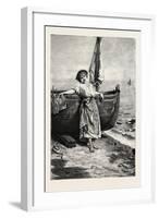 On the Mediterranean, 1882, Boat, Girl, Sea-null-Framed Giclee Print