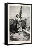 On the Mediterranean, 1882, Boat, Girl, Sea-null-Framed Stretched Canvas