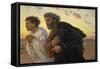 On the Morning of the Resurrection, the Disciples Peter and John on their Way to the Grave-Eugene Burnand-Framed Stretched Canvas