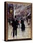 On the Parisian Boulevard Scene on the Parisian Grands Boulevards at the Belle Epoque. on the Left,-Jean Beraud-Stretched Canvas