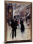 On the Parisian Boulevard Scene on the Parisian Grands Boulevards at the Belle Epoque. on the Left,-Jean Beraud-Mounted Giclee Print