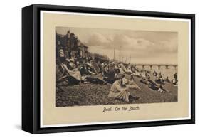 On the Pebbly Beach at Deal, Kent, Some Put Up Deckchairs, Others Put Up with the Pebbles-null-Framed Stretched Canvas