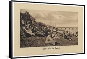 On the Pebbly Beach at Deal, Kent, Some Put Up Deckchairs, Others Put Up with the Pebbles-null-Framed Stretched Canvas