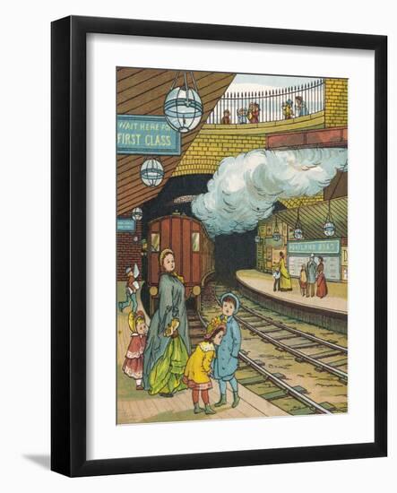 On the Platform at Portland Road Station London-Thomas Crane-Framed Art Print