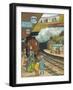 On the Platform at Portland Road Station London-Thomas Crane-Framed Art Print