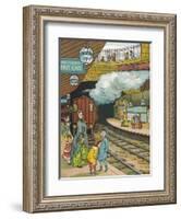 On the Platform at Portland Road Station London-Thomas Crane-Framed Art Print