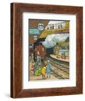 On the Platform at Portland Road Station London-Thomas Crane-Framed Art Print