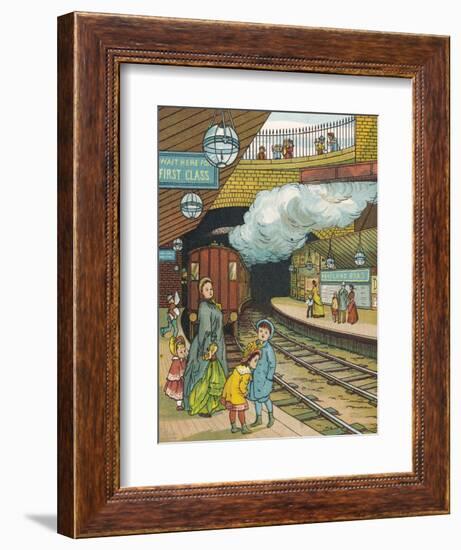 On the Platform at Portland Road Station London-Thomas Crane-Framed Art Print