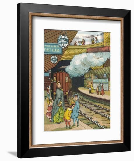 On the Platform at Portland Road Station London-Thomas Crane-Framed Art Print