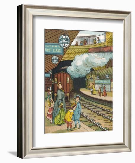 On the Platform at Portland Road Station London-Thomas Crane-Framed Art Print