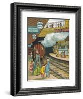 On the Platform at Portland Road Station London-Thomas Crane-Framed Art Print