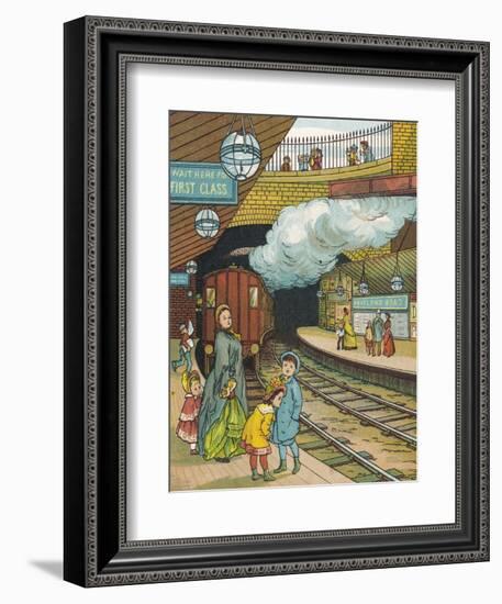 On the Platform at Portland Road Station London-Thomas Crane-Framed Art Print