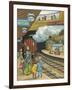 On the Platform at Portland Road Station London-Thomas Crane-Framed Art Print