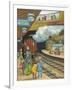 On the Platform at Portland Road Station London-Thomas Crane-Framed Art Print