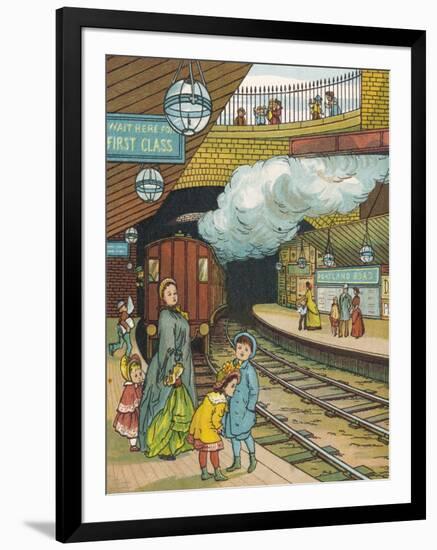 On the Platform at Portland Road Station London-Thomas Crane-Framed Art Print