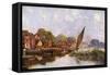 On the River at Beccles, Suffolk, 1924-1926-Louis Burleigh Bruhl-Framed Stretched Canvas