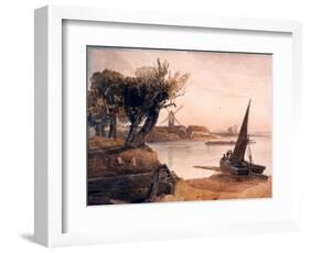 On the River Witham (W/C on Wove Paper)-Peter De Wint-Framed Giclee Print