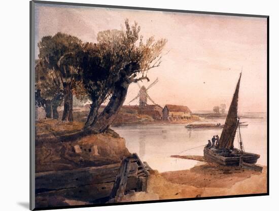 On the River Witham (W/C on Wove Paper)-Peter De Wint-Mounted Giclee Print