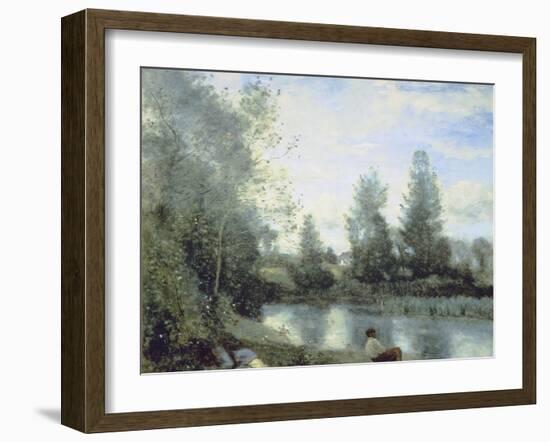 On the Riverbank-Jean-Baptiste-Camille Corot-Framed Giclee Print