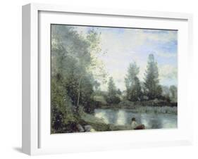 On the Riverbank-Jean-Baptiste-Camille Corot-Framed Giclee Print